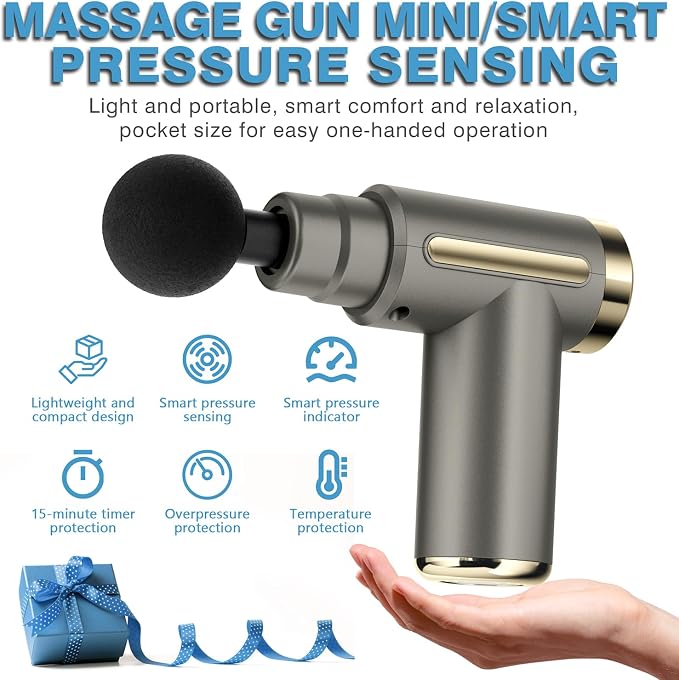 cotsoco Massage Gun Deep Tissue for Pain Relief with 4 Massage Heads & 6 Speeds, Electric Mini Handheld Body Massager for Any Pain Relief, Best Gifts for Men and Mom