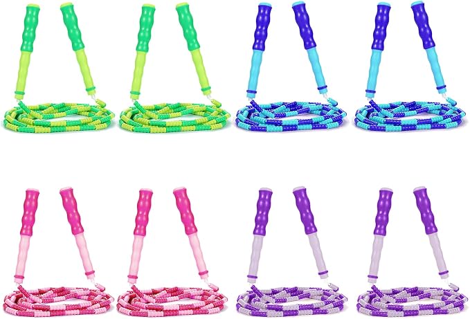 Supertrip Jump Rope Kids-Soft Beaded Skipping Rope Adjustable Tangle-Free Segmented Jumping Rope for Children and Students