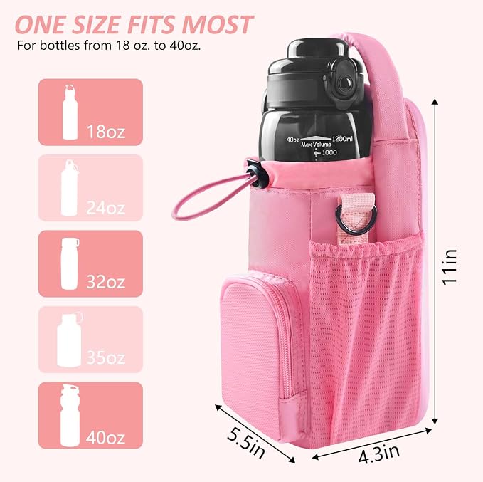 Magnetic Gym Bag for Men and Women, Magnetic Water Bottle Holder for Gym, Small Gym Bag, Gym Gifts for Women and Men (Pink, <40 OZ)
