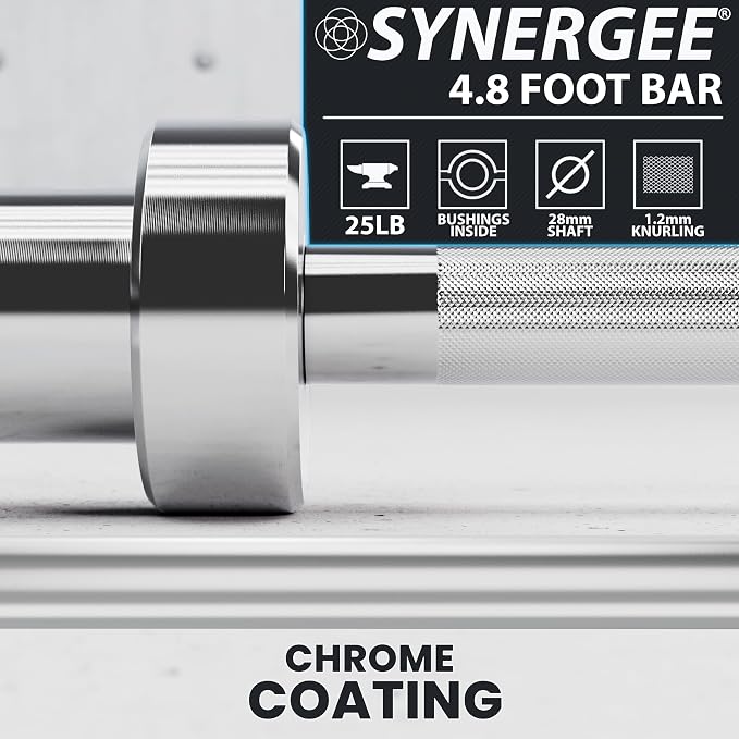 Synergee Olympic Barbell – 20/25 lb, 2" Bar, 350 lb Cap, Magnetic Collars
