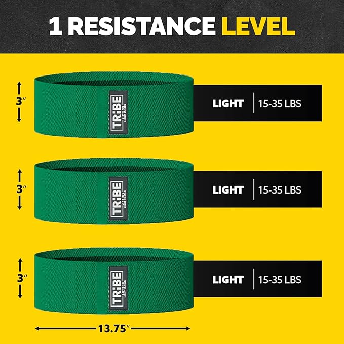 Fabric Resistance Bands for Working Out, 3-Pack for Legs and Glutes | Booty bands for women and men, non-slip grip, 3 resistance levels, for squats, lunges, hip thigh training, glute activation