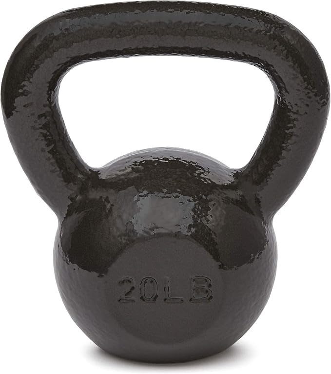 Amazon Basics Cast Iron Kettlebell for Strength Training, Textured Wide Handle, Black