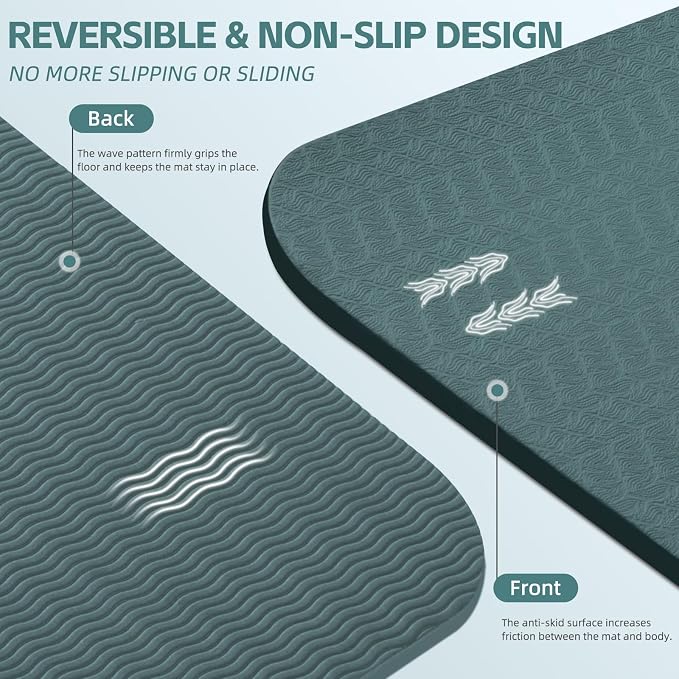 PAIDU Large Yoga Mat, 72"x36"x2/5" POE Non-Slip Exercise Mat | 10MM Thick, POE, non‑slip, ideal for home gym, yoga, pilates, fitness & floor use