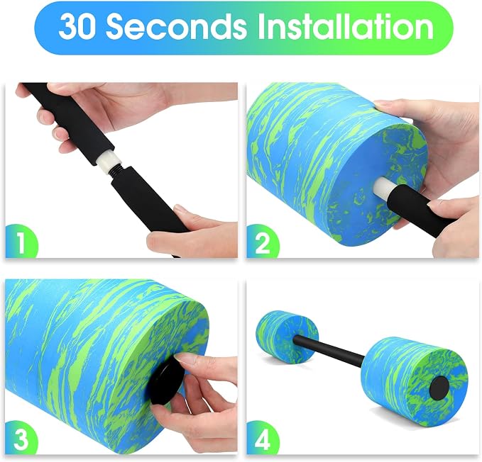 29.3’’Aquatic Exercise Equipment Swim Barbell High Density EVA Foam Pool Swim Dumbbell with Water Exercise Discs Aquatic Fitness Equipment for Adults