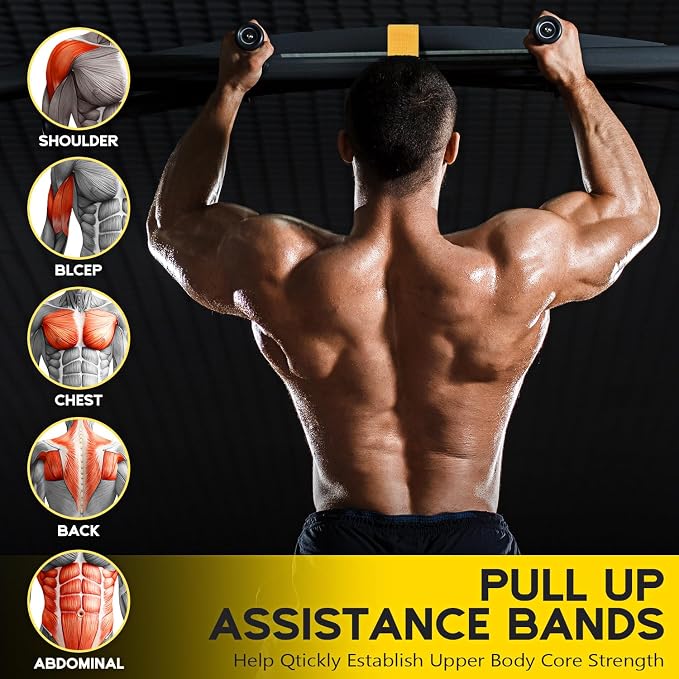 HOXWC Pull Up Assistance Bands, Adjustable Heavy Duty Resistance Band for Pull Up, 3 Pull Up Bands, Comfortable Fabric Feet/Knee Rest, Assistance Bands for Pull-Up, Home Fitness, Body Stretching