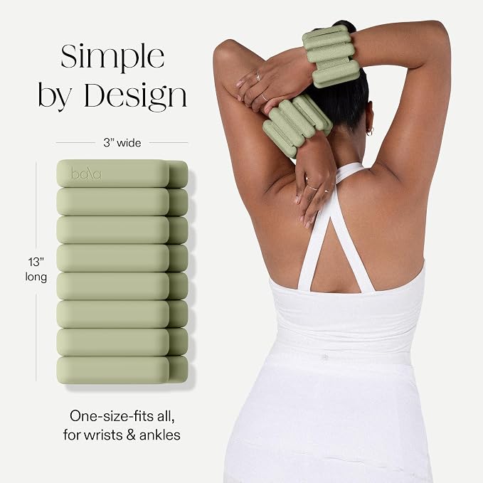Bala Bangles Wrist & Ankle Weights for Women & Men, Home Gym Equipment | Adjustable Weighted Bands for Arm & Legs Workouts - Pilates, Yoga, Walking, Barre, & Strength Training Exercise