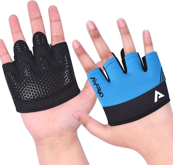 AYRO Workout Gloves for Men & Women, Minimal Short Partial Gym Gloves, Weight Lifting Gloves with Full Palm Protection, Extra Grip Pads & Hand Support for Training & Fitness
