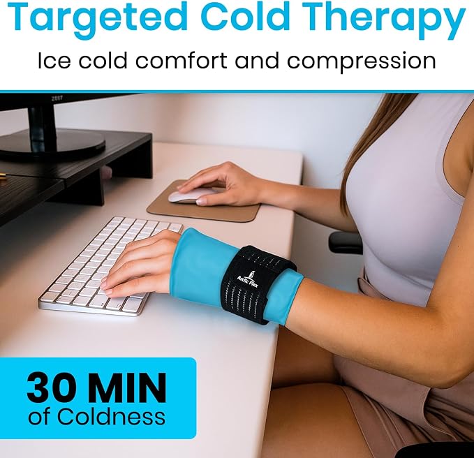 Arctic Flex Wrist & Thumb Ice Pack Wrap - Extra Strength Hot & Cold Therapy | Reusable Hand Freeze Sleeve - for Arthritis, Carpal Tunnel, Surgery, & Pain Relief (Fits Left & Right)