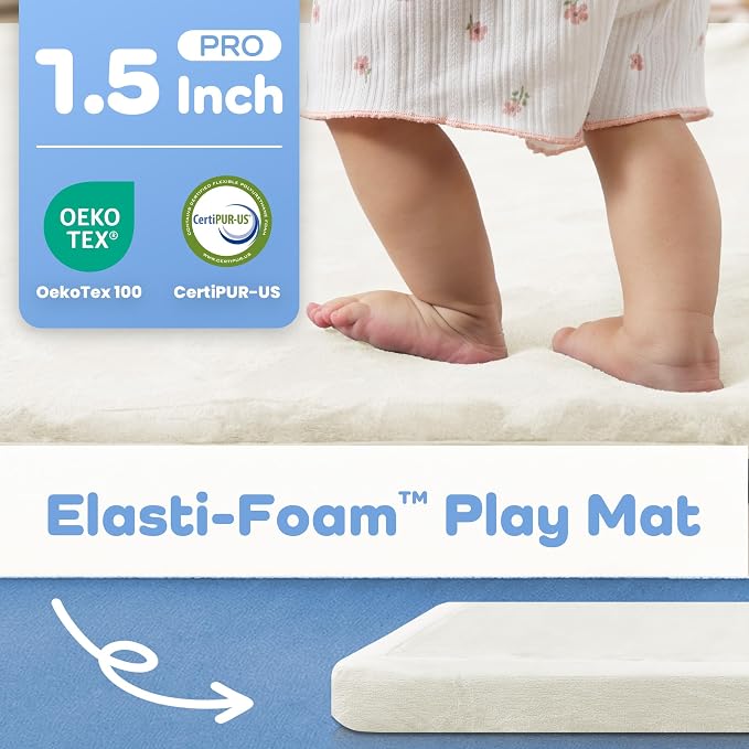 1.5" Thick Baby Play Mat for Floor,79x79 Large Memory Foam Tummy Time Mat | Ultra Soft Playmat for Baby,Tummy Time Foam Mats,Cushioned for Infant,Kids and Toddler Crawling,Easy Care