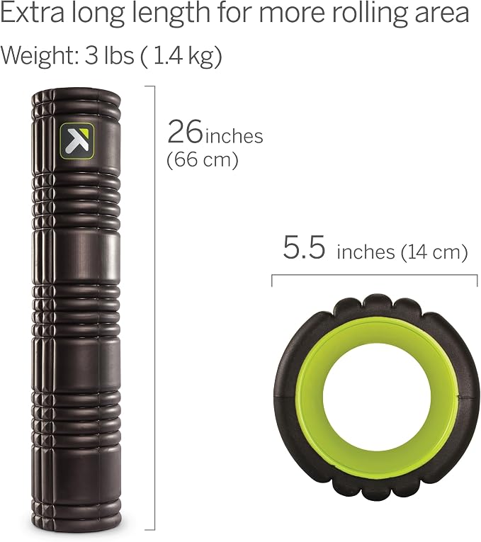 TriggerPoint Grid 2.0 Foam Roller for Deep Tissue Massage and Muscle Recovery, 26 Inch Multi-Density EVA with Hollow Core, Supports 500 Pounds, Black