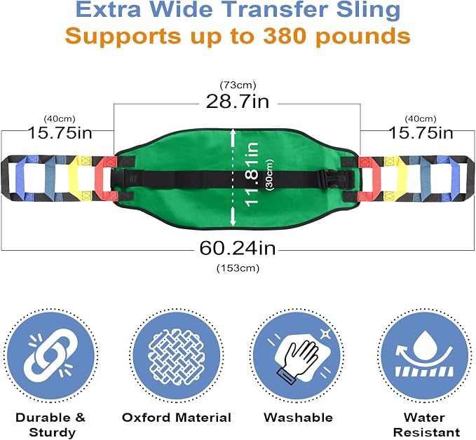 Transfer Sling, Transfer Belt for Elderly, Gait Belts for Seniors | Heavy Duty Patient Lift Belt,Mobility Standing&Lifting Aid for Disabled,Elderly,Injured-Safely Move from Bed and Wheelchair