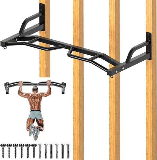 Kipika 48" Ceiling Mounted Pull Up Bar, Heavy Duty Multi-Grip Chin Up Bar,Mounted Pullup Bar, Adjustable Height, Pull Up Bands for Chin Ups & Body Stretching, Ideal for Home Gym and Strength Training