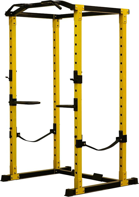 HulkFit Power Rack, Multi-Function Squat Rack with LAT Pull Down, Power Cage with Pulley System, Strength Training Home Gym Equipment with Workout Equipment Attachments, Cable Machine for Home Gym