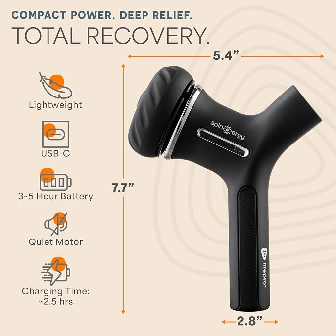 LifePro Spinergy Lymphatic Drainage Massager with 4 Rotating Heads 6 Speeds | Quiet, USB-C with Oil for Circulation Support Handheld Cellulite Massager & Body Sculpting Machine for Legs, Thighs & Stomach