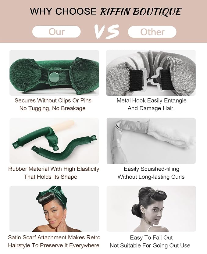 Grande Heatless Curls Overnight Rods No Heat Hair Curlers to Sleep in, Jumbo Foam Large Hair Rollers for Long Hair Blowout Look, Heatless Flexible Curling Rod Set with Satin Wrap for Sleeping