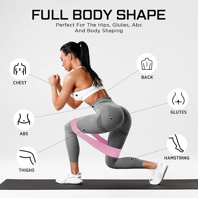 24 Pcs Fabric Resistance Bands for Working Out Strength Exercise Bands for Women Men Resistance Loop for Legs and Butt, Yoga, Pilates, Rehab, Fitness and Home