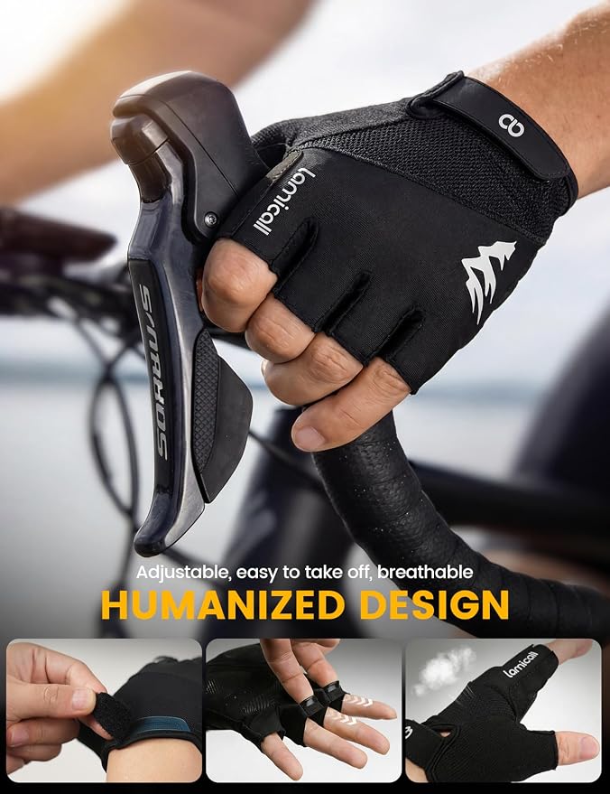 Lamicall Bike Gloves for Men Women - [Anti-Slip Shock-Absorbing Pad] Workout Gloves, Breathable Materials, Cycling Gloves for Bicycle, Gym, Motorcycle, Hiking, Indoor & Outdoor Sports