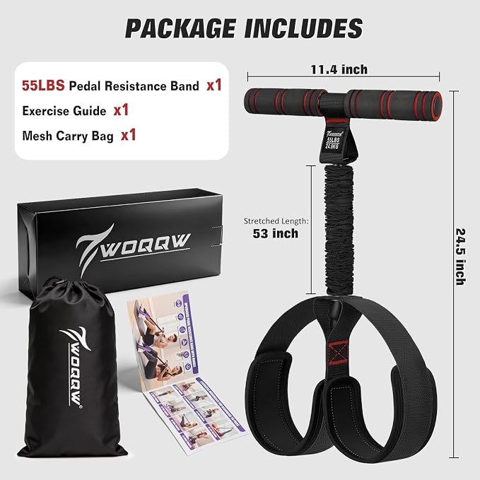 Upgraded Pedal Resistance Band with Handles, Foot Pedal Resistance Bands for Women, Core Abs Leg Training, Exercise Bands for Full Body Workout Fitness, Home Gym Equipment, Pilates & Physical Therapy