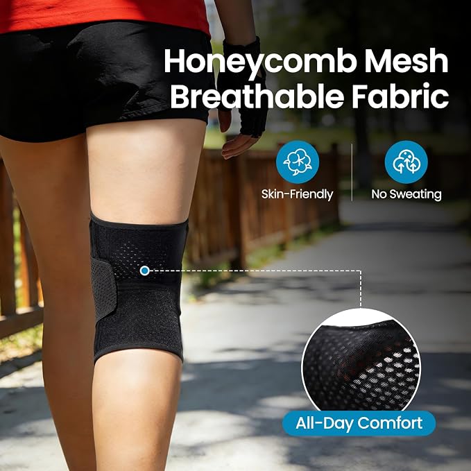 Galvaran Knee Brace with Side Stabilizers for Meniscal Tear Knee Pain ACL MCL Arthritis Injuries Recovery, Breathable Adjustable Knee Support for Men and Women