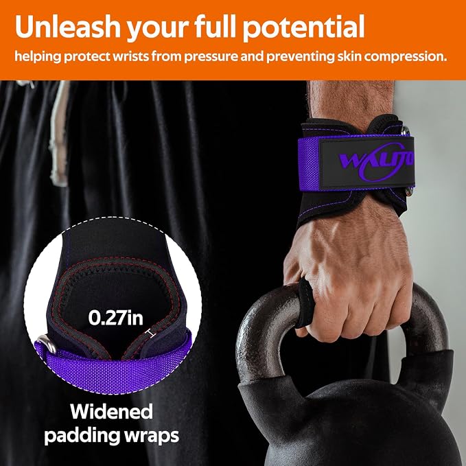 Weight Lifting Wrist Strap，Double Layer Leather Wrist Wraps with Neoprene Padding for Weightlifting & Deadlifts – Adjustable Gym Straps for Men & Women