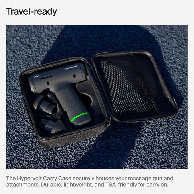 Hyperice Hypervolt Go 3 Percussion Massage Gun Lightweight with Carry Case | Muscle Recovery | Compact Power | TSA Friendly Design | Long Battery Life | Five Speed Settings | Pressure Sensor Feedback