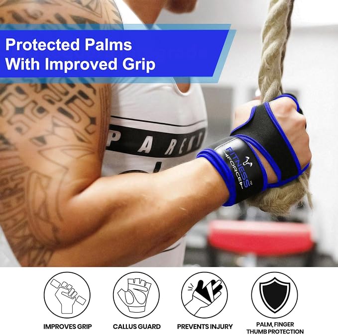FITNESS FORCE Ventilated Weight Lifting Workout Gloves for Men & Women | Gym Gloves for Men & Women with Built-in Wrist Wraps for Men, Exercise Gloves for Weightlifting, Cycling & Cross Training