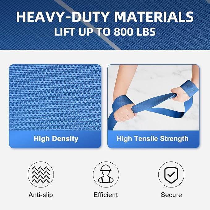 Ytonet Furniture Moving Straps for Lifting, 2-Person Lifting Straps | Appliances Lifting Straps Moving with 12 Thickened Sponge Pads, Heavy Objects up to 800 lbs, 128 In Wire Rope Slings Blue