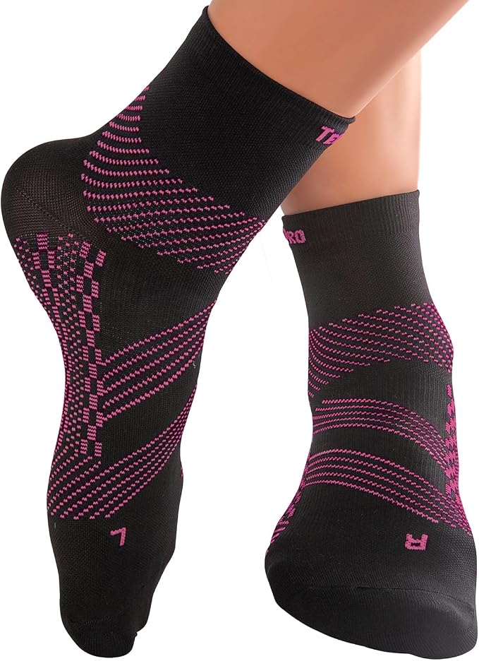 TechWare Pro Plantar Fasciitis Socks - Ankle Compression Socks for Women & Men. Achilles Tendonitis Brace & Foot Arch Support