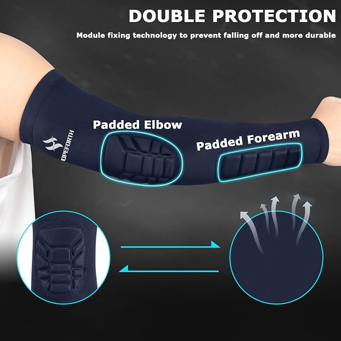 2PCS Padded Elbow Forearm Sleeves Compression Arm Protective Support
