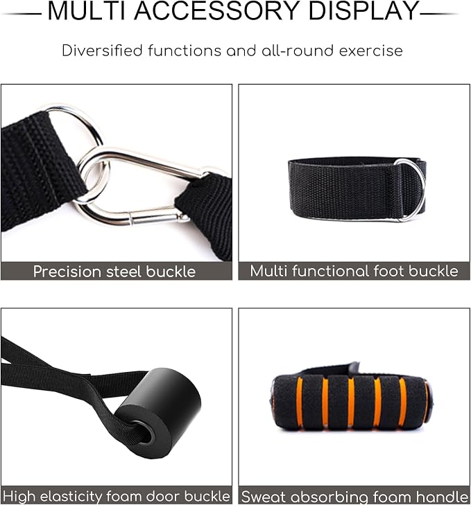 Resistance Bands Set with Door Anchor, 5 Tube Bands for Full Body Workout