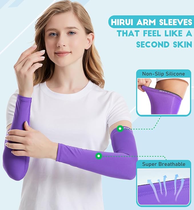 HiRui Arm Compression Sleeves for Men Women Youth, UV Protection 20-30mmHG Support Tattoo Cover, Breathable Moisture-Wicking