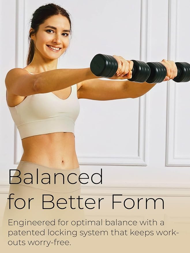 Adjustable Dumbbell Set｜2LB 3LB 4LB 5LB Light Hand Weights for Women｜One-Twist Weight Adjustment｜Non-Slip Curved Grip Handle｜Free Weights for Home Gym, Rehab, Pilates, Yoga, Strength Training