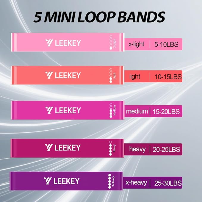 LEEKEY Pull Up Assistance Bands,Muit Levels Resistance Bands for Senior/Adults,Exercise Bands with Door Anchor, Strength Bands for Fitness Training, Physical Therapy,Home Gym Workouts