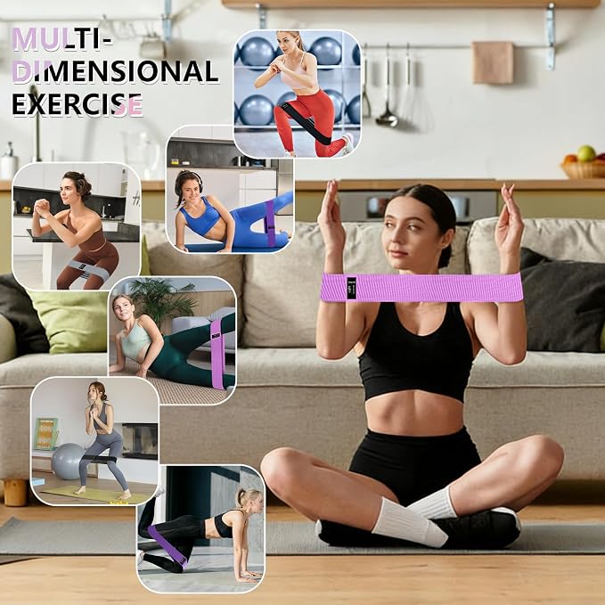 Resistance Bands for Working Out, 4 Levels Exercise Bands for Women & Men, Elastic Workout Band for Physical Therapy, Fabric Booty Band for Gym, Yoga, Pilates, Leg Training