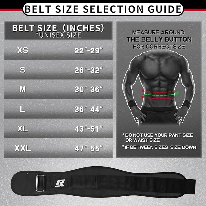 RitFit Weight Lifting Belt 6 Inch for Squats Deadlift Strength Training | Padded Lumbar Support, Self-Locking Gym Belt for Men & Women, Squats, Lunges, Deadlift, Thrusters
