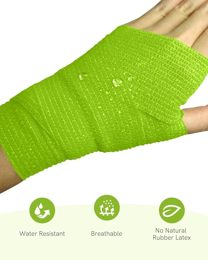 FriCARE Self Adhesive Bandage Wrap, Medical Tape in First Aid Kit, Rainbow | Elastic Cohesive Bandages for Sports/Vet/Wrist Ankle Wounds, 2 Inches X 5 Yards, Latex-free 6 Rolls
