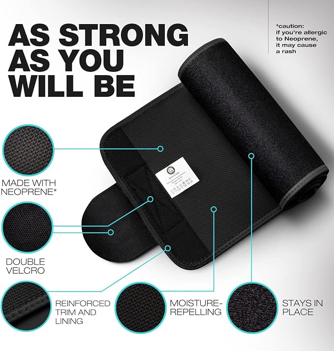 Premium Waist Trimmer & Trainer Belt for Men and Women - Sweat-Enhancing Slimming Wrap for Stomach, Adjustable Fit
