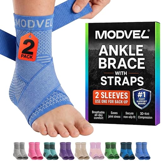 Modvel Foot & Ankle Brace Socks with Adjustable Support Strap – Compression Sleeve for Sprained Ankle, Plantar Fasciitis Relief Tendonitis & Arthritis, Stabilizing Foot & Ankle Support for Women & Men