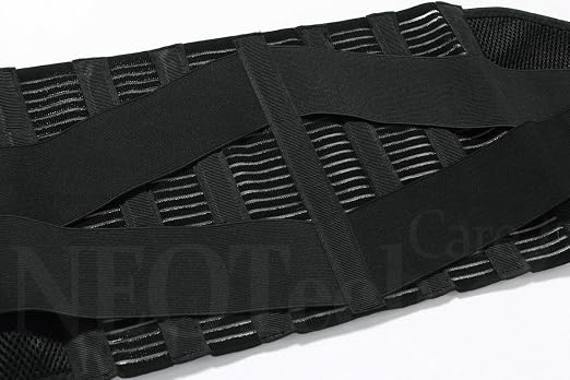 NeoTech Care Adjustable Compression Back Brace Lumbar Support Belt, Black, Size M