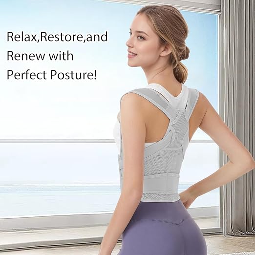 Posture Corrector for Women/Men Adjustable Full Back Brace Support | Upper & Lower Back for slouching,breathable&Lightweight,Back Pain Relief,Shoulder Straightener