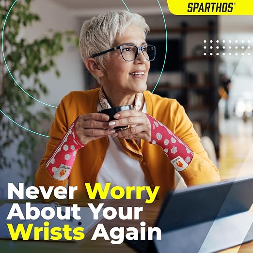 Sparthos Wrist Compression Sleeves (Pair), Carpal Tunnel Brace - Pink-XL