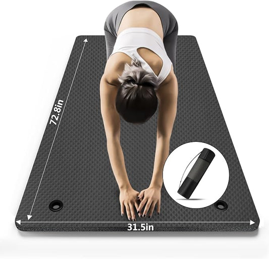 LFS Yoga Mat 72.8" x 31.5" x 2/5 inch Thick With Strap and Bag, Extra Wide Workout Mat for Women and Men, Non Slip Exercise Mat for Home Outdoor Yoga, Pilates, Stretching, Floor & Fitness Workouts