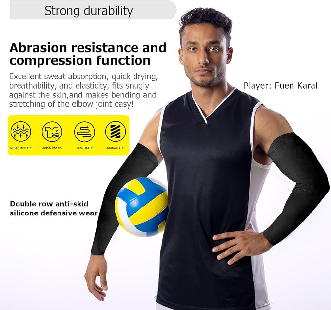 Volleyball Arm Sleeves youth girls - 3XS-XL Compression Volleyball Arm Sleeves for women teen girls kids