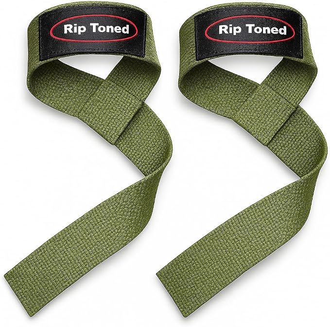 Rip Toned Lasso Lifting Straps for Weightlifting, 23¼" Padded | 1 Pair, cotton, non-latex neoprene. No break-in. Quick release. Deadlifts, rows, shrugs, pull-ups. Machine washable.
