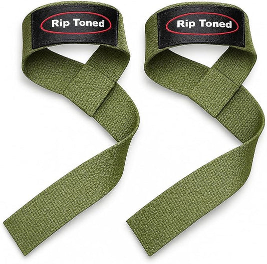 Rip Toned Lasso Lifting Straps for Weightlifting, 23¼" Padded | 1 Pair, cotton, non-latex neoprene. No break-in. Quick release. Deadlifts, rows, shrugs, pull-ups. Machine washable.