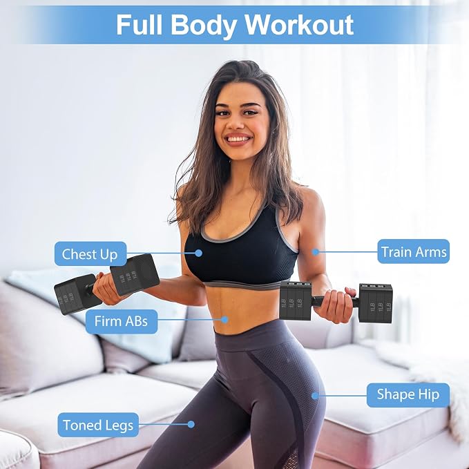 Hezeyferg Adjustable Dumbbells Set for Women/Men Home Gym | 18LBS 22LBS Adjustable Weight Dumbbells, Hand Weights Sets with Mutilple Levels, Full Body Workout