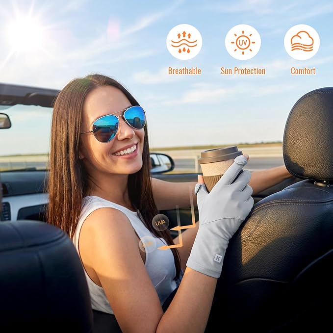 Women Driving Gloves, UV Protection Sun Gloves, Touchscreen Full Finger | UPF 50+ fabric blocks 99% UV rays, protecting hands during driving, cycling, fishing, hiking and outdoor activities