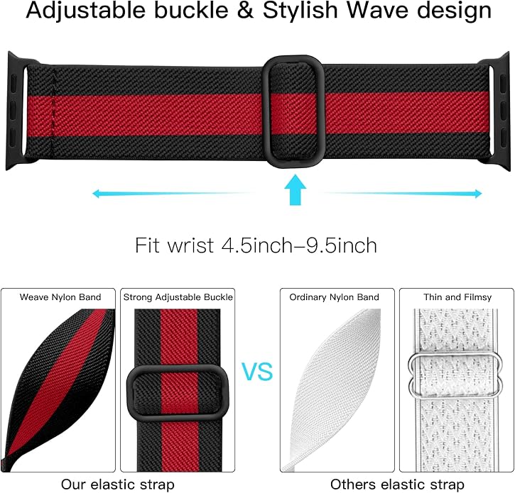 Lerobo Braided Band Compatible with Apple Watch Series 11 10 9 8 7 46mm 45mm 41mm Ultra SE 3 2 1 49mm Series 6 5 4 3 44mm 40mm 38mm 42mm Men iWatch Bands Women Stretchy Nylon Solo Loop Sport Strap