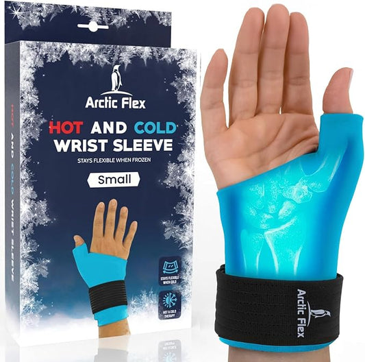 Arctic Flex Wrist & Thumb Ice Pack Wrap - Extra Strength Hot & Cold Therapy | Reusable Hand Freeze Sleeve - for Arthritis, Carpal Tunnel, Surgery, & Pain Relief (Fits Left & Right)