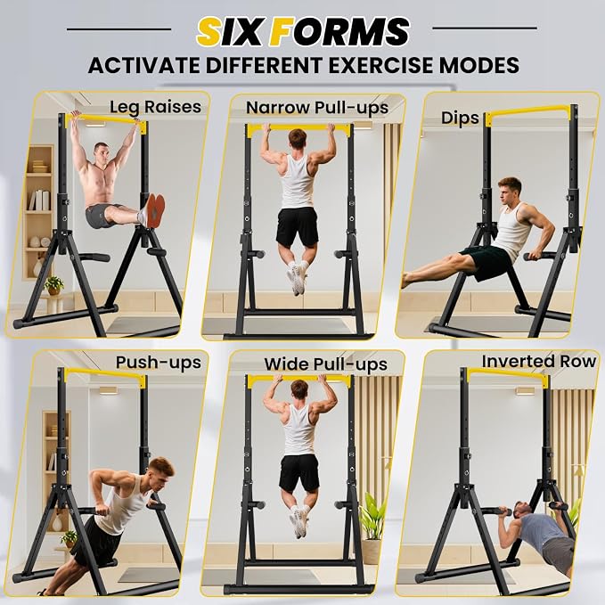 DOBESTS Power Tower Pull Up Bar Free Standing, Foldable Pull Up Station